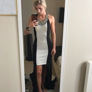 White/black formal gown